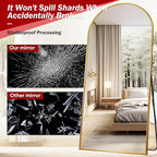 Suidia Arched Full Length Mirror, 76"x34" Floor Mirror Freestanding, Floor Standing Full Body Mirror with Stand for Bedroom, Hanging Leaning Mounted for Living Room Cloakroom, Gold