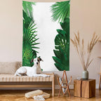 Ambesonne Leaf Tapestry, Exotic Fantasy Hawaiian Tropical Palm Leaves Floral Graphic Art Print, Fabric Wall Hanging Decor for Bedroom Living Room Dorm, 30" X 45", Green White