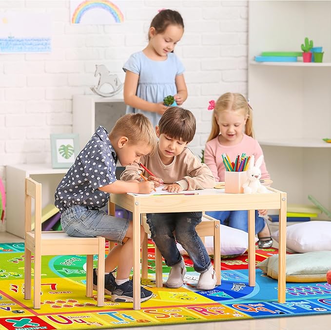 3x5 Small Kids Classroom & Playroom Rug - ABC Alphabet Educational Area Rug with Animals Numbers & Colors - Washable Non-Slip Carpet Playmat for Nursery Preschool & Reading Area