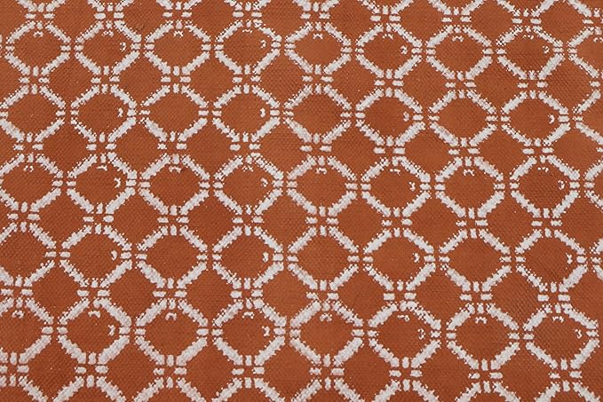 Kilim Rug 9x12 Area Rug Orange & Beige Cotton Dhurrie Oriental Thick 0.19 inches Stone Easy Washable Rug Hand Wash Cotton Carpet Flatweave Rug Indoor Outdoor Rugs for Living Room, Bedroom