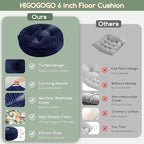 6" Washable Floor Pillow Cushion for Adults, Meditation Cushion Pillow, Large Round Floor Sitting, Removable Tufted Corduroy Cover, for Tatami Living Room or Yoga, 22x22 Inch, Machine Washable