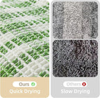 Waffle Runner Rug Bathroom, Long Boho Bathroom Rugs Non Slip Washable Absorbent Checkered Bathroom Mat Quick Dry Cute Bath Mat, 72"x24" Green and White