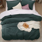Bedsure Forest Green Oversized King Duvet Cover - 3 Pieces Prewashed Cotton-Like Polyester Extra Soft Bedding Set, Includes 1 Duvet Cover 120''x98'' with Zipper Closure & 2 Pillow Shams, No Comforter