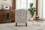 KEIKI Floral Accent Chair for Living Room - Sophisticated Vintage Charm with Classic Wood Legs, Elegant Upholstered Armchair