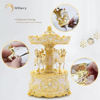 Carousel Music Box Gold & Ivory 8.7" Rotate Christmas Music Box for Kids & Adults, Classic Wind up Cylinder Music Box Birthday Gifts for Women Girls Mom, Carousel Horse Musical Lantern Home Room Decor
