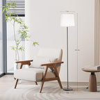 Floor Lamp with Pleated Shade, 62" LED Dimmable Standing Lamp with Remote & Foot Switch, Color Options, 9W E26 Bulb Included, Modern Reading Light for Living Room Bedroom Office Corner, Black