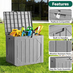 Outdoor Storage Box,30 Gallon Deck Box Outdoor Storage Bench Outside Waterproof Resin Storage Bench, Lockable Patio Cushions, Garden Tools Storage For Furniture, UV Resistant(Gray