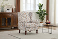 KEIKI Floral Accent Chair for Living Room - Sophisticated Vintage Charm with Classic Wood Legs, Elegant Upholstered Armchair