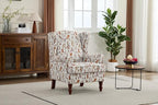 KEIKI Floral Accent Chair for Living Room - Sophisticated Vintage Charm with Classic Wood Legs, Elegant Upholstered Armchair