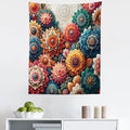 Ambesonne Flower Tapestry, Contemporary Wild Floral with Delicate Oriental Feel Petals Boho Hippie, Fabric Wall Hanging Decor for Bedroom Living Room Dorm, 23" X 28", Vermilion Teal Sea Blue