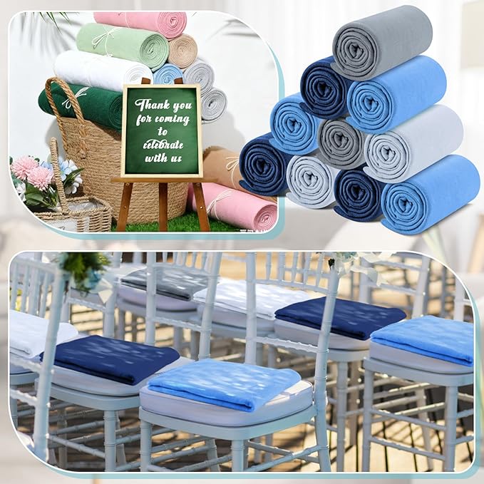 Newwiee 48 Pcs Fleece Throw Blankets Bulk 50'' x 60'' Oeko-tex Standard 100 Certified Spring Outdoor Wedding Guest Blankets Lightweight for Sleepover Donation Lap Pet Sofa Home (Blue Shades)