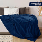 Utopia Bedding Fleece Blanket Queen Size Navy (90x90 Inches) Ultra Soft Warm Lightweight Microfiber Breathable Anti-Static Cozy Winter Bed Blanket, All-Season Home Decor Gift for Men & Women