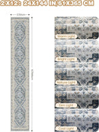 Hallway Runner Rug 2x12, Extra Long Washable Runner Rugs with Rubber Backing, Non Slip Runner, Vintage Rug Runners for Kitchen Laundry Room Entryway (Blue/Beige,2'x12')