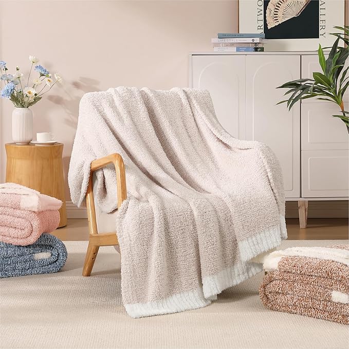 WRENSONGE Throw Blanket Cationic Dyeing Taupe Soft Cozy Fluffy Warm Hand Made Throw Blankets for Couch, Sofa, Chair, Bed, Camping, Picnic, Travel Lightweight Bed Blanket - 50"*60"