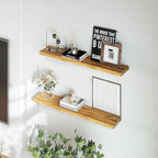 36'' Pine Wood Floating Shelves for Wall- Set of 2 - Rustic Wall Mounted Wooden Shelf for Stylish Home Décor (Natural, 36x6.5x1.25) - 2pcs