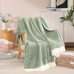WRENSONGE Throw Blanket Cationic Dyeing Green Soft Cozy Fluffy Warm Hand Made Throw Blankets for Couch, Sofa, Chair, Bed, Camping, Picnic, Travel Lightweight Bed Blanket - 50"x60"
