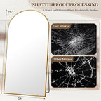 Suidia Arched Full Length Mirror, 78"x38" Floor Mirror Freestanding, Floor Standing Full Body Mirror with Stand for Bedroom, Hanging Leaning Mounted for Living Room Cloakroom, Gold