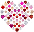 60 PCS Heart Shaped Ornaments, Romantic Glitter Hanging Baubles Decorations, Red Pink Glossy Ornaments Bulk for Valentine's Day Wedding Party Home Decor