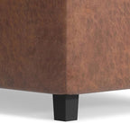 SIMPLIHOME Cosmopolitan Storage Ottoman - 34 inch Wide Upholstered Vegan Leather Rectangle Storage Ottoman Bench in Distressed Saddle Brown, Transitional Tufted Ottoman for Entryway with Lift-Up Lid
