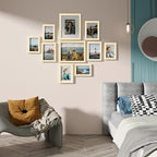 Vittanly Picture Frames Set of 10, Picture Frames Collage Wall Decor with Two 8x10, Four 5x7, and Four 4x6 Photo Frames, Gallery Wall Frame Set for Wall or Tabletop Display, Natural
