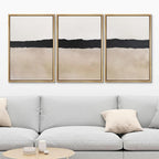 MUDECOR Framed Wall Art Print Set Minimalist Abstract Black Horizontal Brushstroke Illustrations Modern Art Boho Decorative Colorful Chic for Living Room, Bedroom, Office - 24"x36"x3 Natural