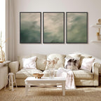 MUDECOR Framed Wall Art Print Set Soft Green Cloudscape Tranquil Abstract Nature Illustrations Modern Art Boho Decorative Colorful Chic for Living Room, Bedroom, Office - 24"x36"x3 Black