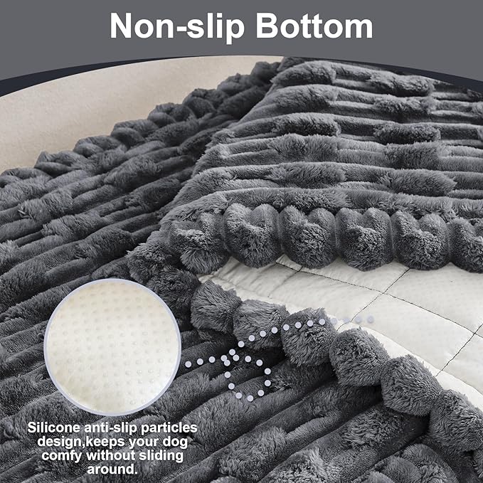 Couch Cover for Dogs, Non Slip Fuzzy Pet Couch Covers for Sofa,Couch Covers for Sofa Pet Friendly,Thick Soft Sofa Slipcovers Cushion Protector(Dark Gray, 28" x 59"/70 x 150cm)