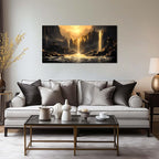 Mountain Pictures Wall Art for Living Room Waterfall Canvas Wall Decor Office Black and Gold Wall Art Bedroom Size 20" x 40"