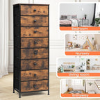 Crestlive Products Tall Dresser, 8-Drawer Fabirc Storage Tower, Chests of Drawers - Vertical Organizer Unit with Handles for Bedroom, Hallway, Entryway, Nursery, Wood Top, Closets (Rustic Brown)