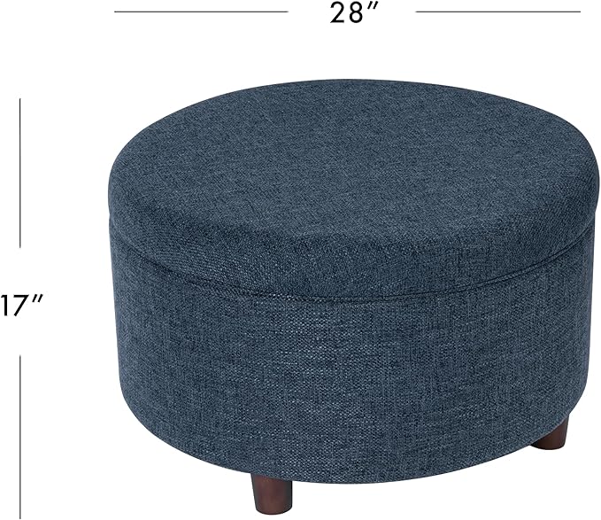 HomePop Round Storage Ottoman - Textured Navy
