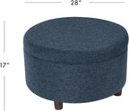 HomePop Round Storage Ottoman - Textured Navy