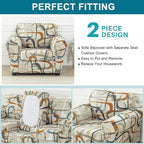 KRFOONN 2 Piece Couch Chair Cover Printed Sofa Covers Couch Covers Stretch Armchair Sofa Couch Slipcovers Furniture Protector with Elastic Bottom for Living Room (Armchair, 52)