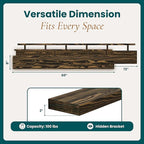 72'' Pine Wood Floating Shelf for Wall - Rustic Wall Mounted Wooden Shelf for Stylish Home Décor, Fireplace Mantel 72inch (Dark Brown, 72x8x2) - 1pcs