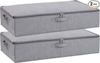 Underbed Storage Organizers, 31.5 x 15.7 x 5.9 Inch Container Bags with Lids and Handles, Storage Boxes for Blanket, Pillows, Shoes, Grey, 2 Pack