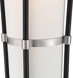 Possini Euro Design Flute Mid Century Modern 64" Tall Floor Lamp Standing with Smart Socket Satin Black Brushed Nickel Metal White Linen Shade for Living Room Family Bedroom Office House