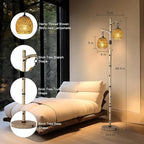 Scenekoy 68.5" Rustic Farmhouse Remote Control Switch Birch Tree Floor lamp with Bird Nest Lantern Shade Vintage Standing Lamp for Living Room Bedroom Hotel Bar Office Wood House(Bulb Included)