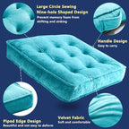 Floor Pillow Set of 2, Memory Foam Meditation Cushion, Floor Cushions for Adults Sitting, Large Square Seat Cushions for Yoga, Couch, Sofa, Kids, Living Room, 22x22 Inch (Blue)