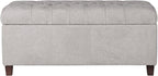 Homepop Home Decor | Tufted Ainsley Button Storage Ottoman Bench with Hinged Lid | Ottoman Bench with Storage for Living Room & Bedroom, Grey