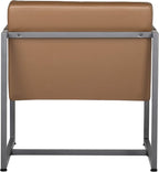 Studio Designs Home Modern Accent Chair Camber Mid-Century, Pewter Grey Metal Frame & Caramel Brown Leather