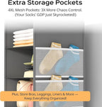 Extra Deep Hanging Closet Organizer with 6 Shelves and Oversized Mesh Pockets, Heavy-Duty Structure, No Deformation, Max Storage for Clothes, Shoes, Hats, Dorms and RVs, Grey,1-Pack