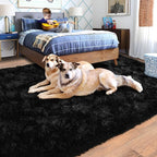 Black Rugs for Living Room 10x14, Soft Shaggy Modern Shag Area Rug for Bedroom, Upgrade Non-Slip Plush Fluffy Carpet for Kids Boys Girls Room Home Decor Aesthetic