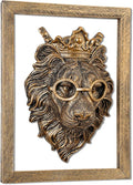 Zotabe 5PCs Animal Heads Wall Decor, Animal Sculptures Wall Dec, Moose Head Wall Mount, Lion Art, Resin Wall Hanging Decoration for Living Room Bedroom Kitchen Gift (Royal Specs Lion, 1)