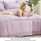 Love's cabin Twin Comforter Set Light Purple, 5 Pieces Twin Bed in a Bag, All Season Bedding Sets with 1 Comforter, 1 Flat Sheet, 1 Fitted Sheet, 1 Pillowcase and 1 Pillow Sham