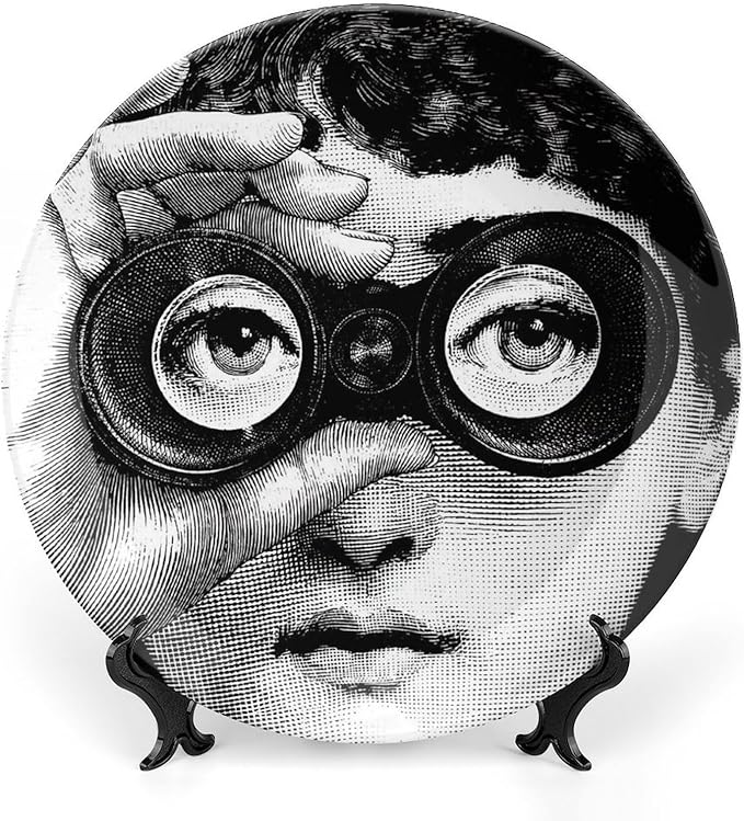 Lina Cavalieri Plate, Wall Decorative Plate, Mysterious Face Plate Wall Hanging Decoration,Including Bracket and Special Spring Hook, 10inch, Style10