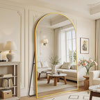 Suidia Arched Full Length Mirror, 88"x44" Floor Mirror Freestanding, Floor Standing Full Body Mirror with Stand for Bedroom, Hanging Leaning Mounted for Living Room Cloakroom, Gold