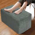 Rectangular Stuffed Pouf Ottoman with Foam Chunk Filling, Furry Fabric Design, Multi-Functional Floor Pouf for Living Room, Dark Grey