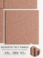 Bumusty Large Cork Board 48" x 36" Alternative - 12 Pack Felt Wall Tiles with 70 Safe Removable Adhesive Tabs, 30 Pushpins, Cork Boards for Walls Pin Board Bulletin Board Office Decor (Terracotta)