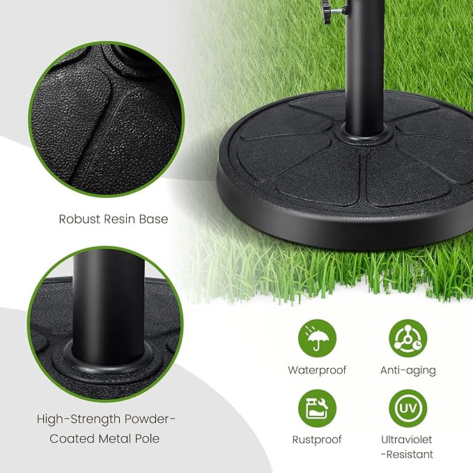 Tangkula Umbrella Base, 31 lbs Capacity Heavy-Duty Patio Outdoor Round Umbrella Stand for 9 ft Umbrella, Fit for 1.5-1.9 inches Table Market Offset Pool Umbrella, Weighted Umbrella Base