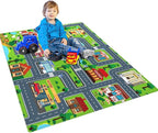 Kids Car Playmat, Kids Rug for Playroom Car Mat Town City Road Traffic Rugs, Play Mat for Floor, Extra Large Boys Kid Car Track Play Rug (Style Four, 59X 39.4 INCH)