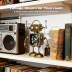 AYRELY® Industrial Steampunk Robot Table Clock,Battery Operated Handcrafted Metal Desk&Shelf Clock,Retro Mechanical Decorative Clock for Home,Living Room,Fireplace Decor